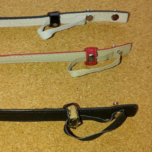 White House Black Market 3 Thin Textured Waist Belts Bows Black Red Animal Print - Picture 5 of 16